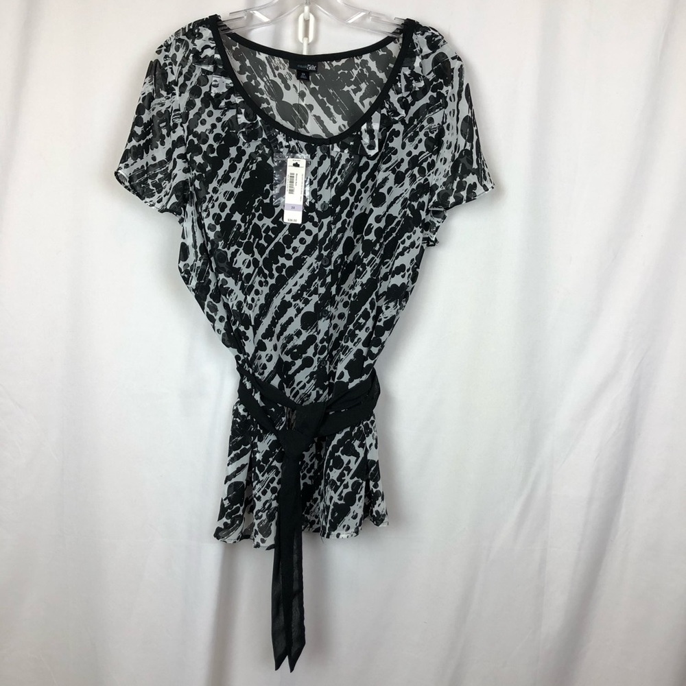 NWT East 5th Woman Sheer Blouse With Tank 2X